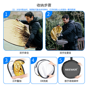 纽尔Nw五合一反光板摄影打光板柔光板视频拍摄拍照人像补光板遮光