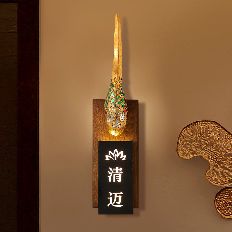 异丽东南亚挂饰泰式会所院酒店包厢房间发光门牌号码牌定制