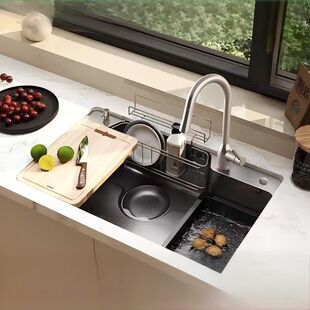 摩恩日式大单槽水槽厨房不锈钢洗菜盆水盆水池家用多功能台下盆