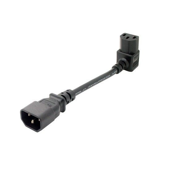 C13转C14弯头拐角品字电脑PDU电源线 直角延长线上弯下弯0.1M短线