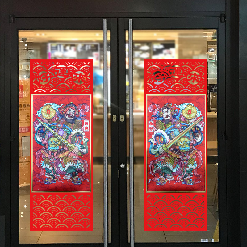 门神2022虎年金箔防水秦叔宝大门装饰年画创意新年春节特大号门贴图片