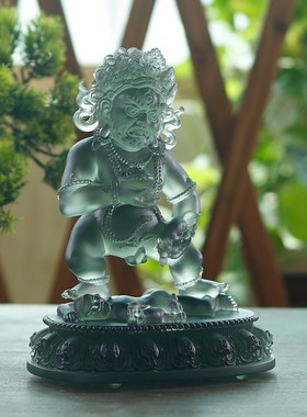 黑财神佛像摆件家居供奉摆件五姓财神琉璃佛像桌面摆件黄财神水供