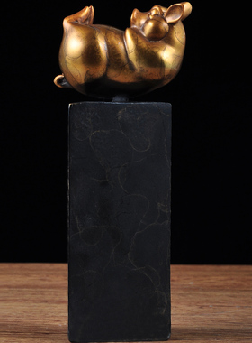 铜猪摆件客厅玄关工艺礼品摆饰可爱创意卧室生肖属猪生日礼品办公