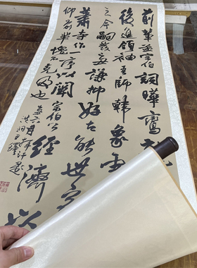 前辈孟宗伯 客厅五尺帆布条人气古董仿古行草书毛笔书法字画 王铎