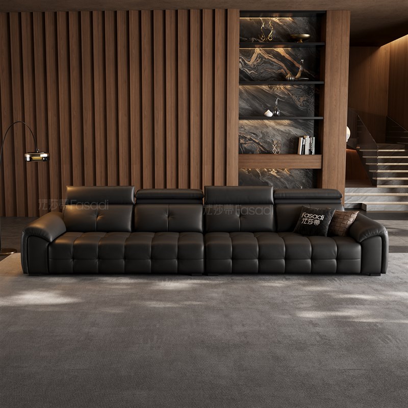 法莎蒂中古钢琴键头层沙发客厅轻奢现代别墅大户型沙发1259