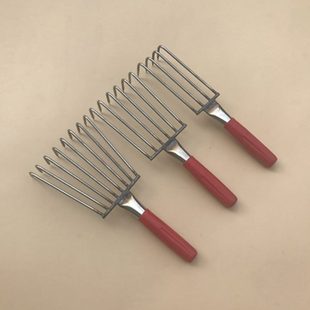 304不锈钢赶海耙子 红色手柄 4齿6齿8齿短柄耙 焊接园艺园林草耙