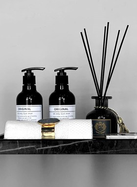 卫生间浴室摆f件套装样板房展厅香薰灰色大理石托盘毛巾扣软装饰