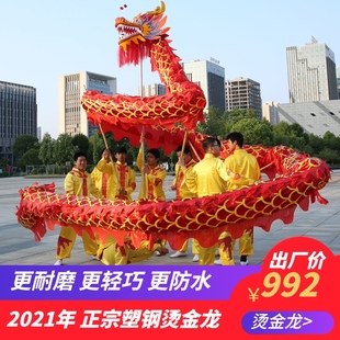 舞龙道具龙灯服装舞狮夜光龙狮烫金灯表演九节龙头灯光布龙整套