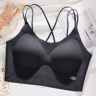 夏季薄款交叉美背内衣2024新款爆款黑色细带文胸女无痕防溜肩胸罩