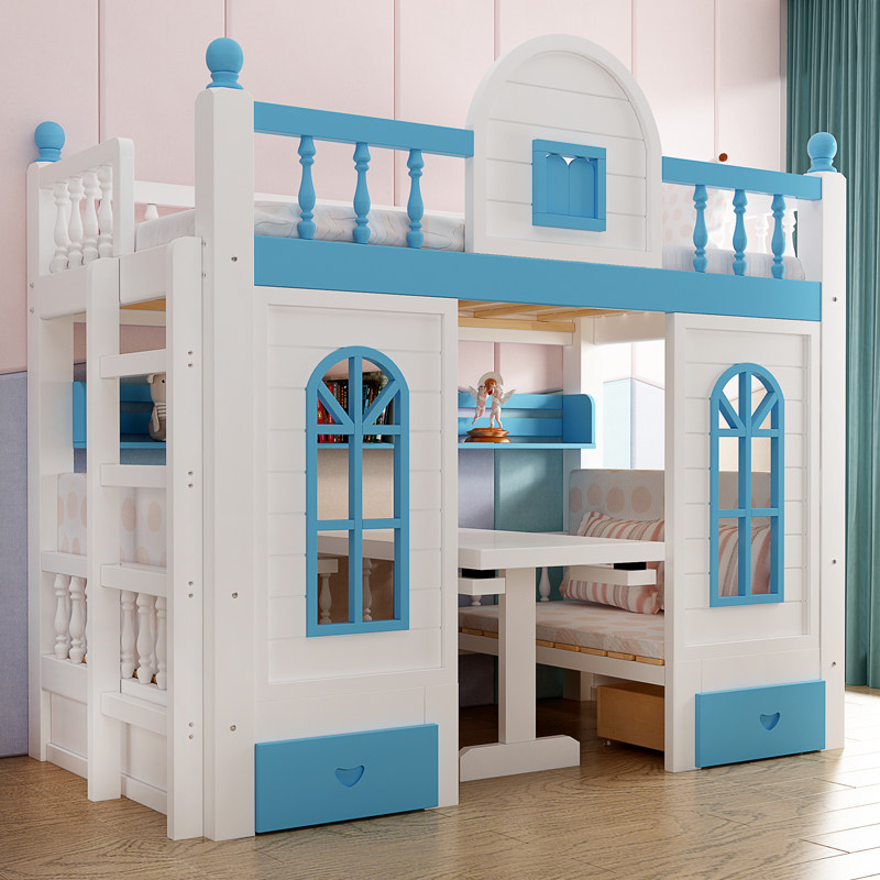 全实木儿童床带书桌一体床小户型子母床双层床上下床带滑梯公主床,住宅家具,高低/子母床,淘宝优惠券,粉丝福利购,淘宝优惠卷