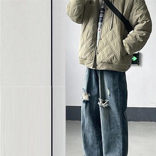 男装高级感穿搭套装冬季日杂风棉服外套冬装一P套搭配直筒长裤男