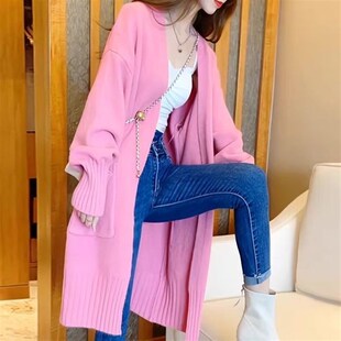 针织2023开衫女春季新款大码韩版宽松H慵懒风中长款加厚毛衣外套