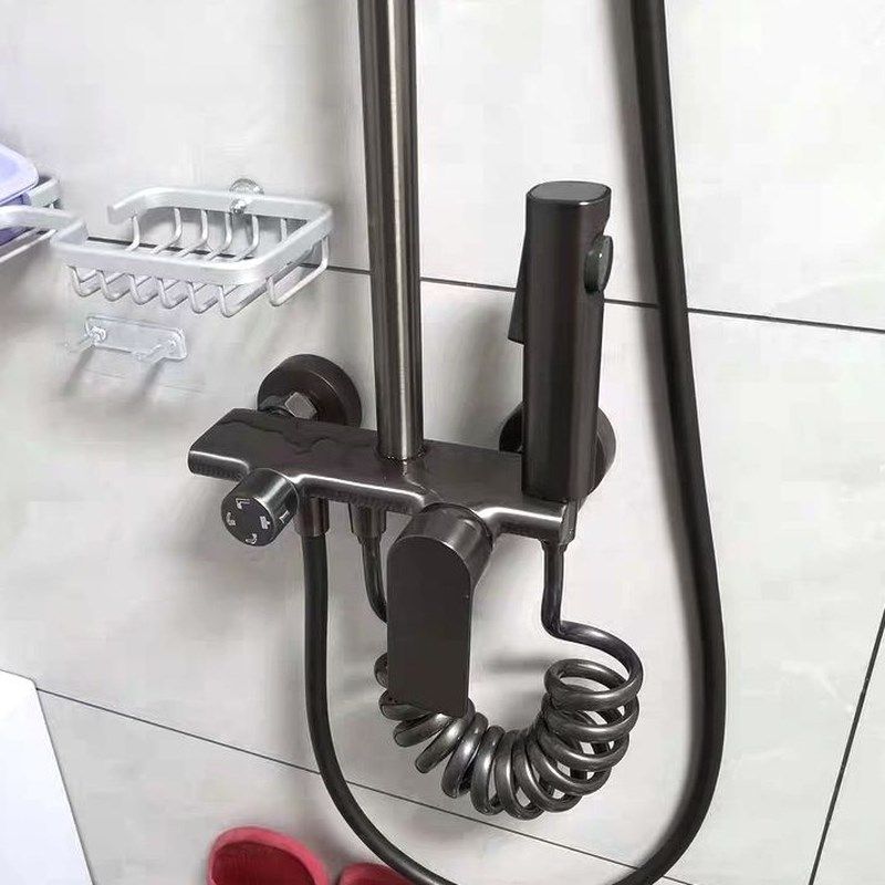 增压花洒挂墙式家用沐浴枪灰色增压喷头暗装卫浴全铜花洒套装淋浴,家装主材,恒温花洒套装,淘宝优惠券,粉丝福利购,淘宝优惠卷