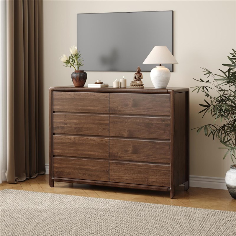 新中式实木色斗柜卧室床尾抽屉收纳柜客厅电视储物餐厅靠墙五斗柜