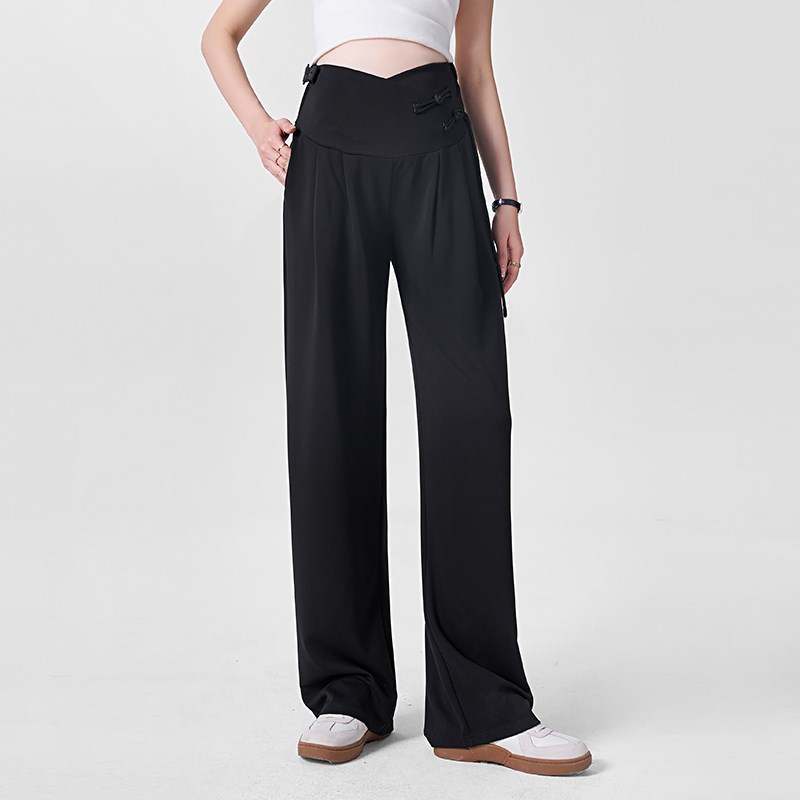 孕妇裤夏季薄款2024新款新中式国风盘扣垂感低腰阔腿裤春夏装外穿