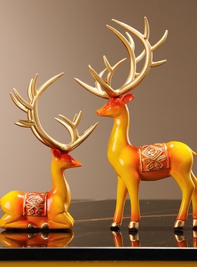 新中式暖居葫芦福鹿摆件家居饰品客厅桌面玄关装饰品乔迁新居礼品