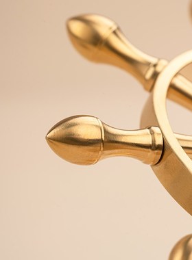 一帆风顺铜摆件桌面解压神器船舵航海方向盘可旋转新中式玄关装饰