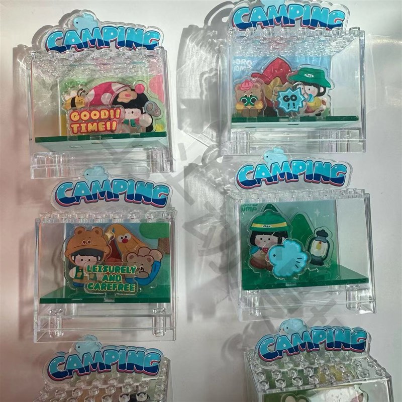 肉肉酱亚克力露营mc6003场景盒手办礼物diy手工拼插卡通桌面摆件