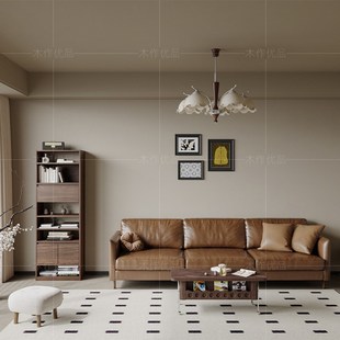 中古风实木书架书柜隔断柜法式复古置物架展示柜博古架客厅储物柜