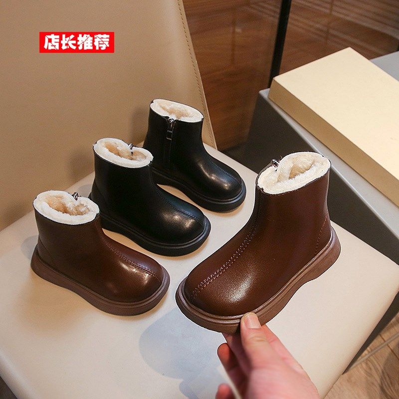 女童马丁靴加绒加厚儿童皮靴冬款宝宝棉鞋英伦风男童保暖皮靴百搭,童鞋/婴儿鞋/亲子鞋,棉靴,淘宝优惠券,粉丝福利购,淘宝优惠卷