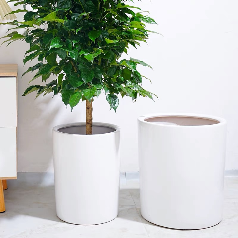 发财树特大陶瓷花盆白色网红家用高E档阳台庭院户外大号盆景白瓷