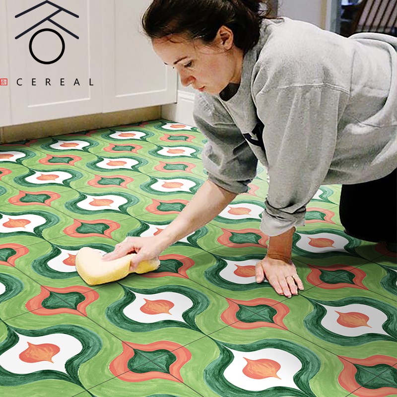 复古绿灯c笼小花砖 卫生间浴室地砖厨房阳台餐厅花片瓷砖300x300