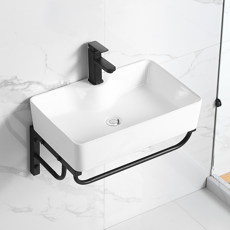 陶瓷洗手盆小户型卫生间洗脸盆阳台挂墙洗漱台T不锈钢支架家用
