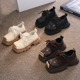 儿童皮鞋黑色2024春秋季新款童鞋男童方头小皮鞋女童方口鞋英伦风