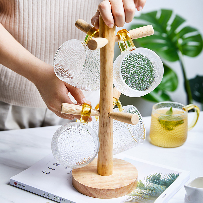 十宿家居日式实木杯架创意放杯子架沥水架家O用收纳茶杯架水杯挂