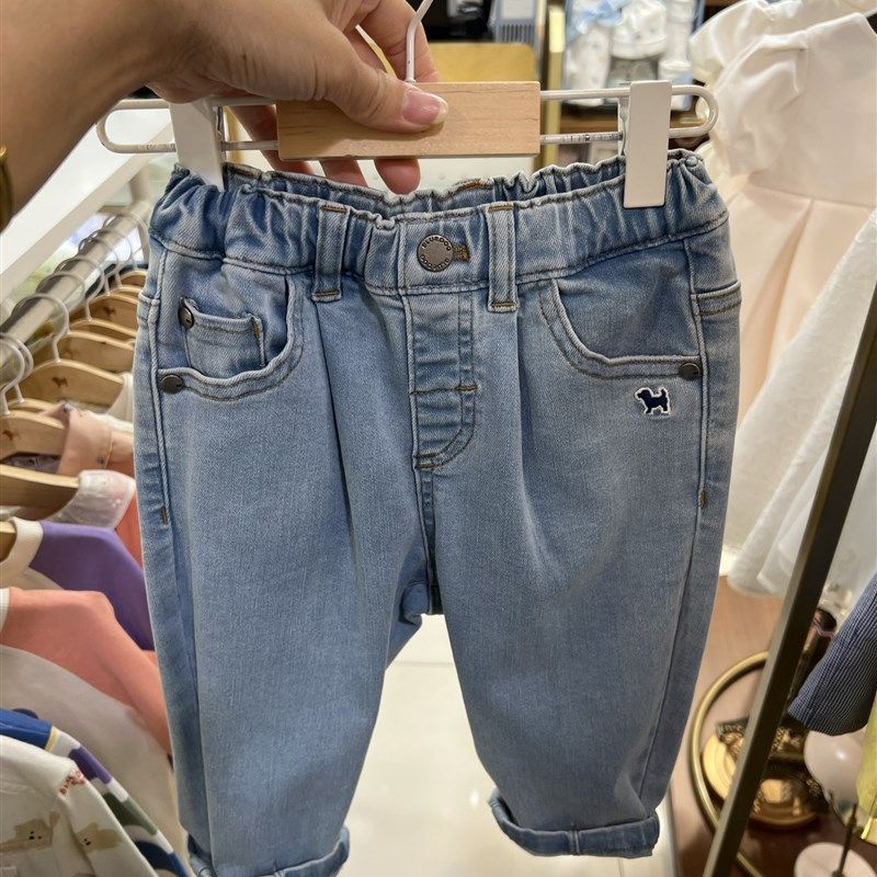 韩国童装 24夏男女宝儿童简约水洗浅蓝休闲牛仔长裤 宽松百搭裤子,童装/婴儿装/亲子装,儿童牛仔裤,淘宝优惠券,粉丝福利购,淘宝优惠卷
