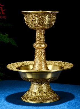 藏村八吉祥雕花护法杯室内家用供酒L杯桌面供水杯水碗摆件