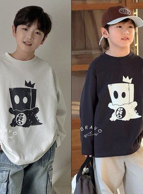 布芮欧童装2025春季新款儿童卡通个性百搭长袖T恤男女童上衣86392