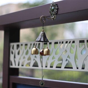 昱珀配九叶铃f莲复古纯铜风铃挂饰门饰家居卧室店铺进门提示铃挂