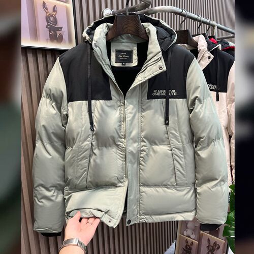 冬季新款男士羽绒棉服p拼色连帽厚外套时尚保暖加绒加厚棉衣百搭