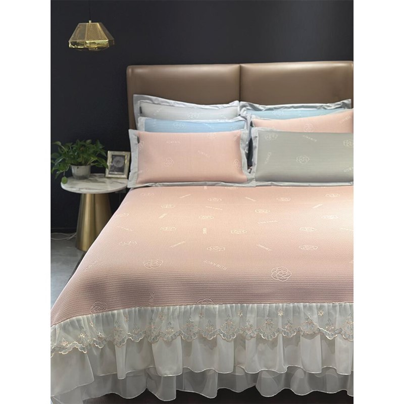 夏季轻奢少女凉感海洋丝冰丝凉席三件H套床单款丝滑可机洗空调软