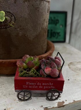 爱上花园丨园艺杂货 花园墙饰B装饰摆件 氧化镁迷你红色小推车