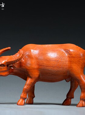 花梨木雕水牛h摆件实木十二生肖牛家居客厅办公桌面装饰红木工艺