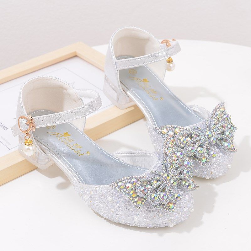 韩版女童公主鞋银白色灰姑娘儿童水晶鞋学生晚会表演鞋女孩高跟鞋,童鞋/婴儿鞋/亲子鞋,水晶/水钻鞋,淘宝优惠券,粉丝福利购,淘宝优惠卷