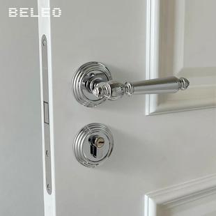 美式法式门锁卧室磁吸家用静音室内房门锁通用型分体锁木门门把手