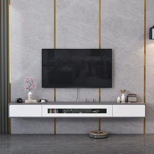 灰色式 轻奢悬浮意电视柜悬超薄空式 悬挂墙壁挂极简上后现代风实木