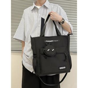 手提袋学生拎书包补习袋斜挎包初中男款高中生书包男孩补课包单肩