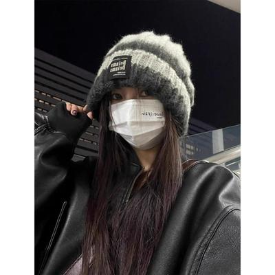 大头围毛线帽女秋冬季保暖显脸小帽子冷帽2025新款护耳针织帽登山