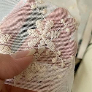 田园奶油风绣花纱帘刺绣蕾丝窗纱免打孔安装 法式 魔术贴阳台门帘