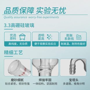置 Labshark玻璃冷凝管直形球形蛇形硼硅加厚耐温蒸馏回流装