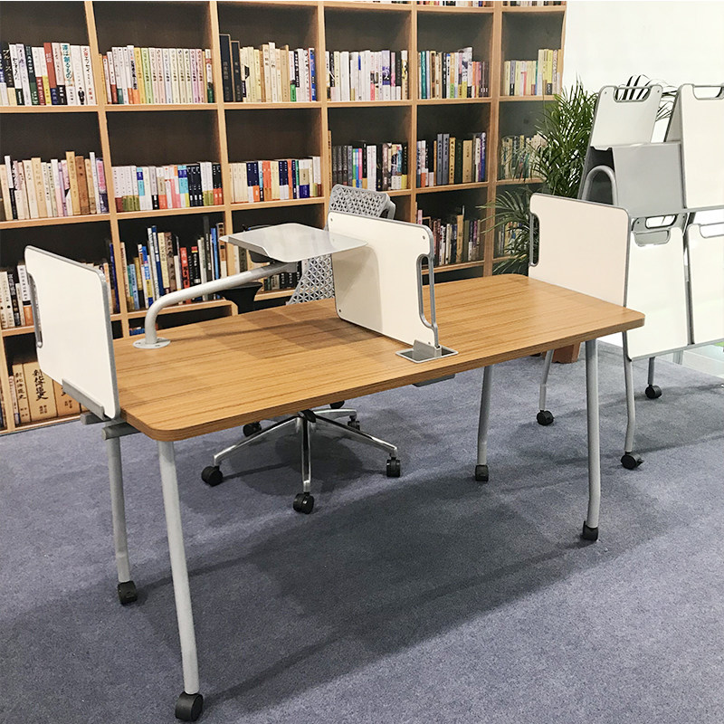 现代培训桌带轮子带小白板写字板学生课桌单人人长条桌办公