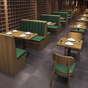 西卡座沙发桌椅饭店茶餐桌题咖啡厅商用餐饮家具