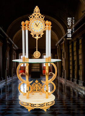 新款时尚石英机芯客厅落r地座钟欧式别墅豪华大摆钟酒店纯铜落地