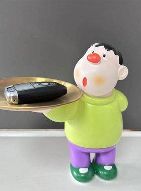 新款网红胖虎托盘k收纳卡通手办送礼客厅玄关家居装饰品桌面摆件