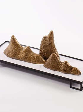 新中式禅意陶瓷假山沙盘摆设酒店样板房客厅玄关书房软装饰品摆件