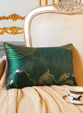 长方形腰枕靠枕高精密色织靠垫30x50cm客厅沙Q发小腰靠长条抱枕套